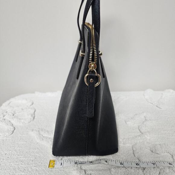 Kate Spade Black Coated Canvas Shoulder Bag Minimalist Neutral Quiet Luxury - Picture 4 of 10